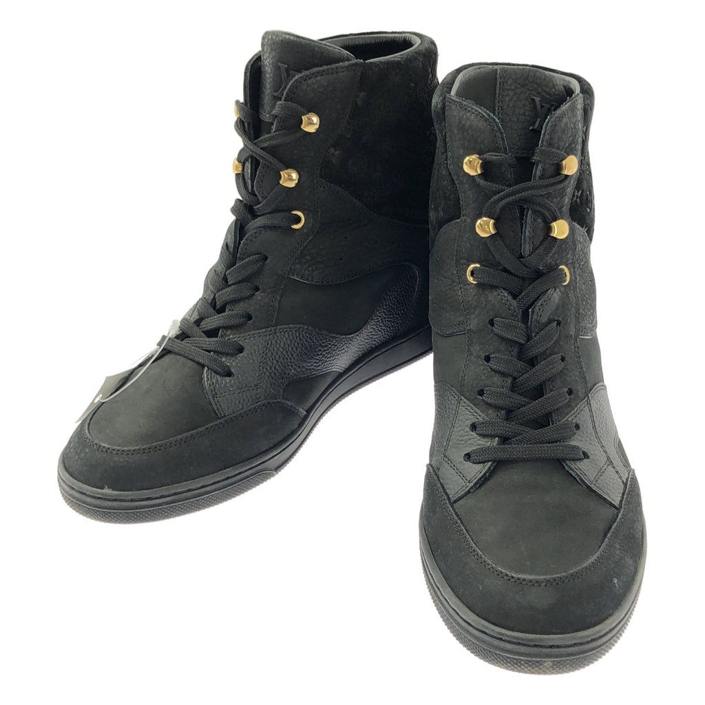 Louis Vuitton Monogram Suede High Cut Sneakers 39.5 Black