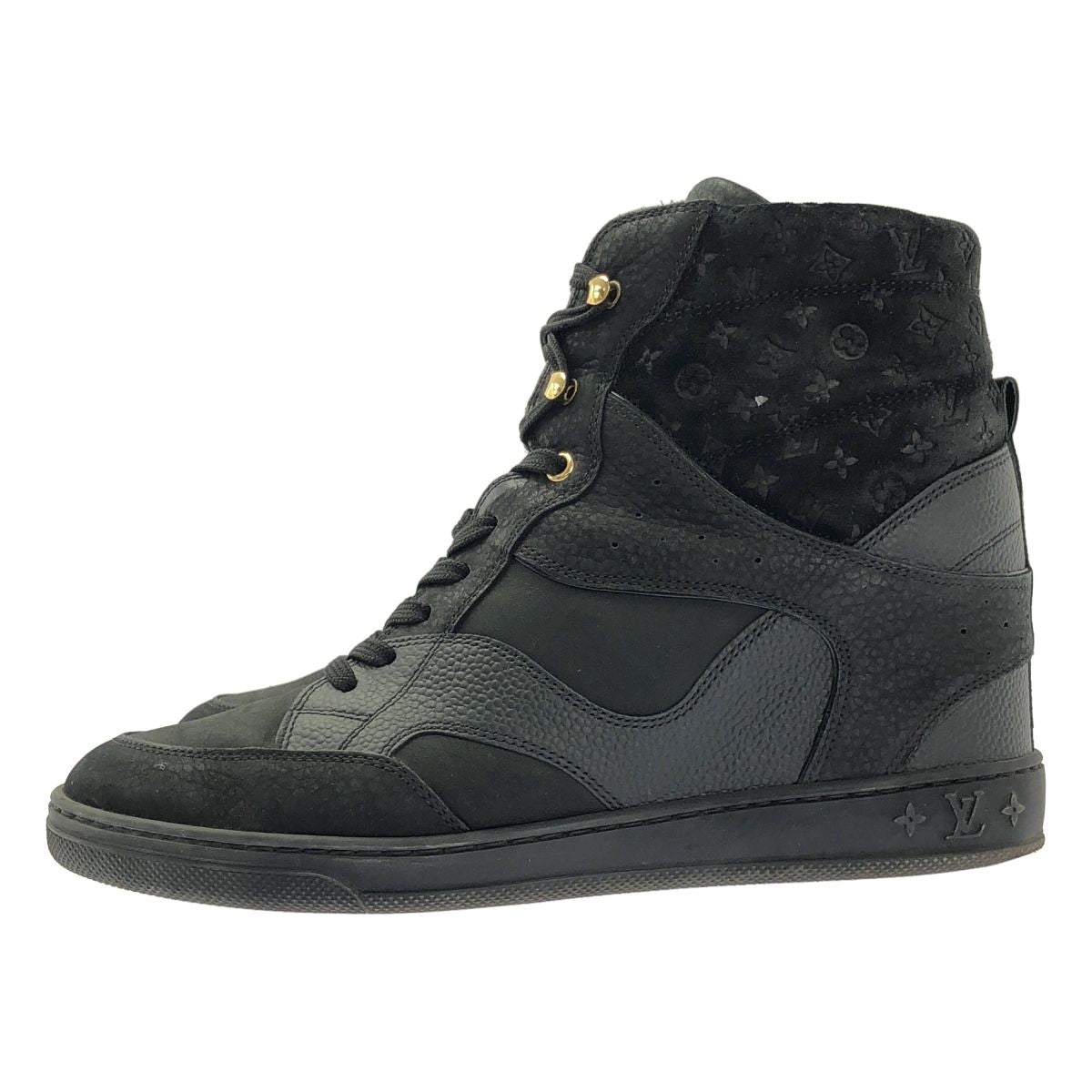 Louis Vuitton Monogram Suede High Cut Sneakers 39.5 Black — view 2