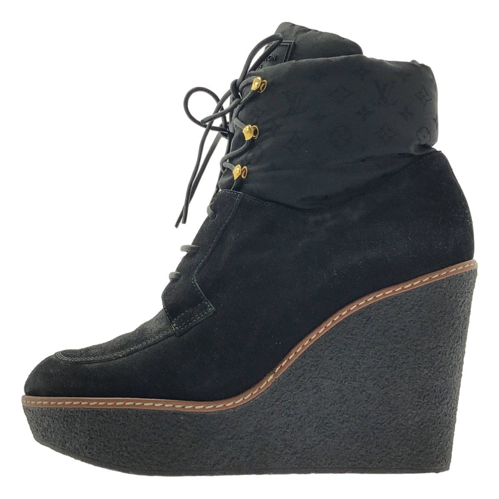 Louis Vuitton Monogram Wedge Sole Short Boots 38.5 Black — view 2