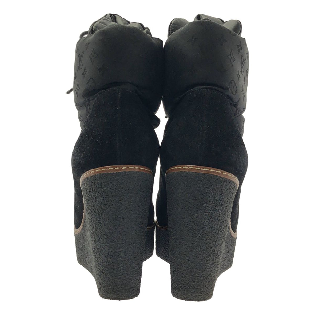 Louis Vuitton Monogram Wedge Sole Short Boots 38.5 Black — view 3