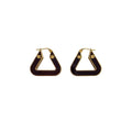 Bottega Veneta Plate Layered Triangle Earrings Gold Brown