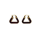 Bottega Veneta Plate Layered Triangle Earrings Gold Brown