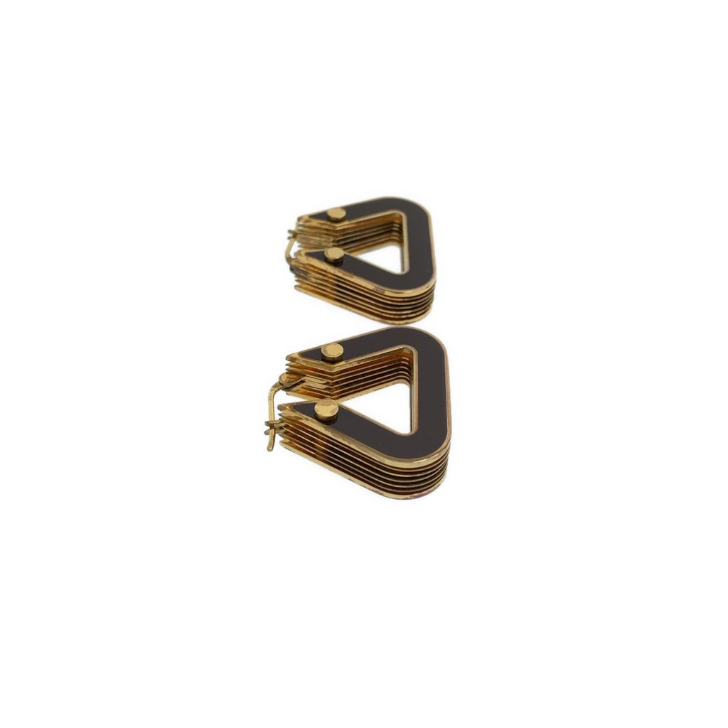 Bottega Veneta Plate Layered Triangle Earrings Gold Brown — view 2