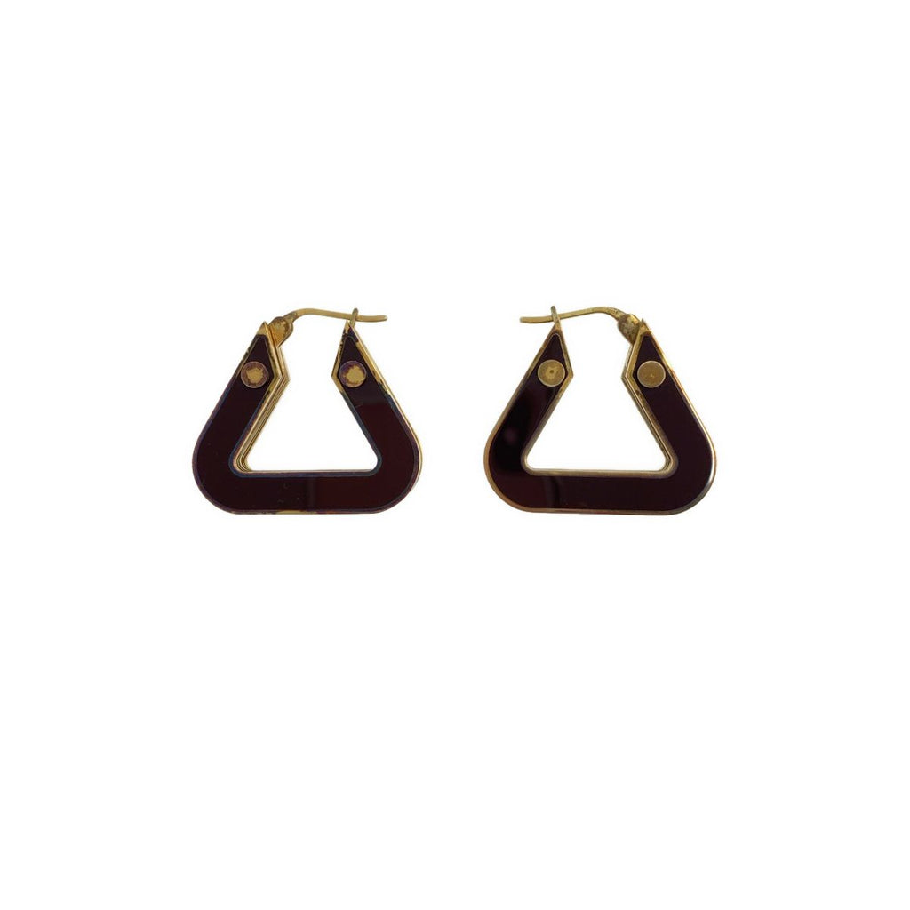 Bottega Veneta Plate Layered Triangle Earrings Gold Brown — view 4