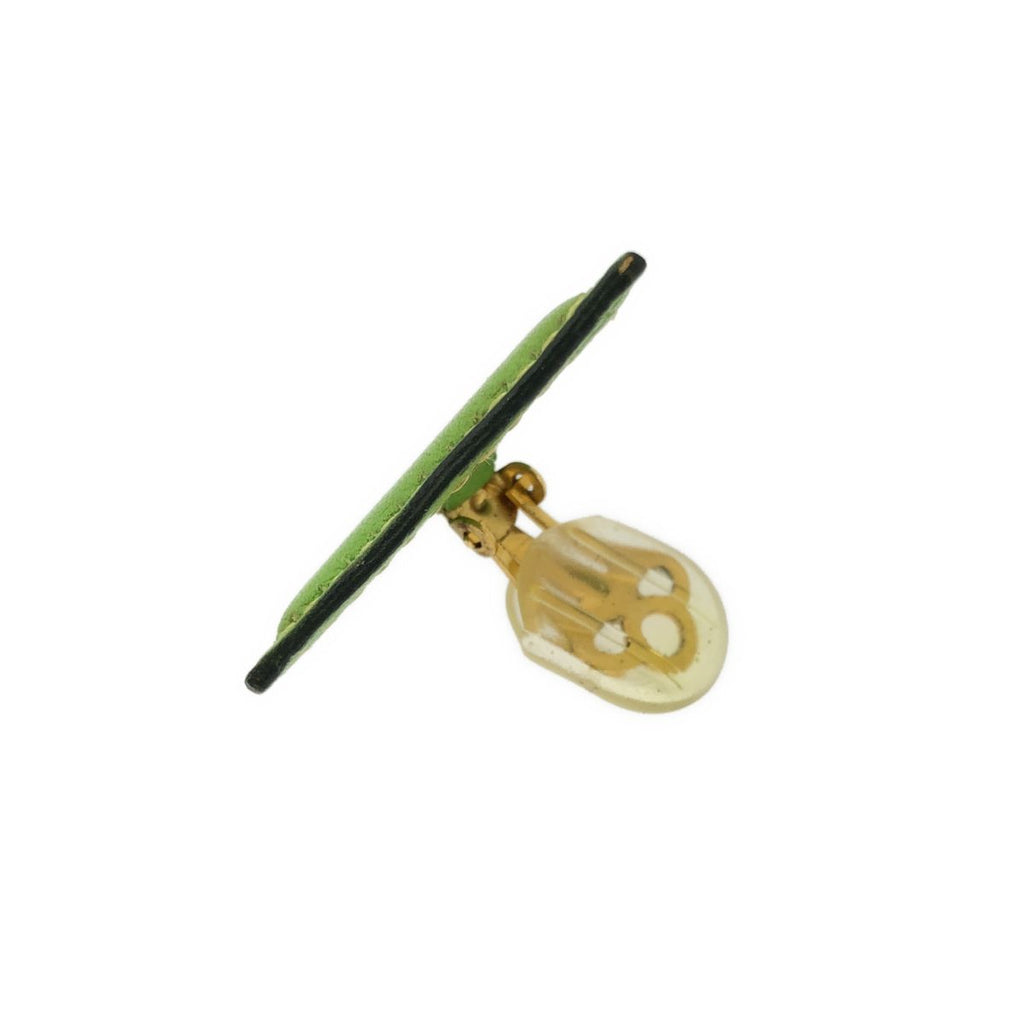 Hermes Leather Triangle Earrings Green — view 5