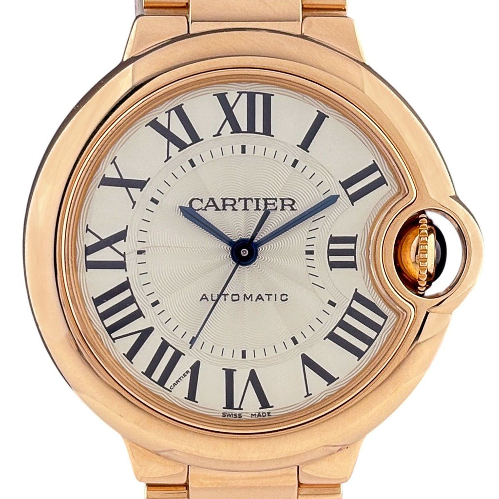 Cartier Baron Blue Rose Gold Watch PG Automatic Winding Silver