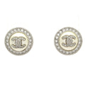 Chanel Earrings CC Logo Silver White Clear