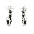 Chanel Earrings CC Logo Leather Silver Black Hoop — view 3