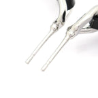 Chanel Earrings CC Logo Leather Silver Black Hoop — view 4