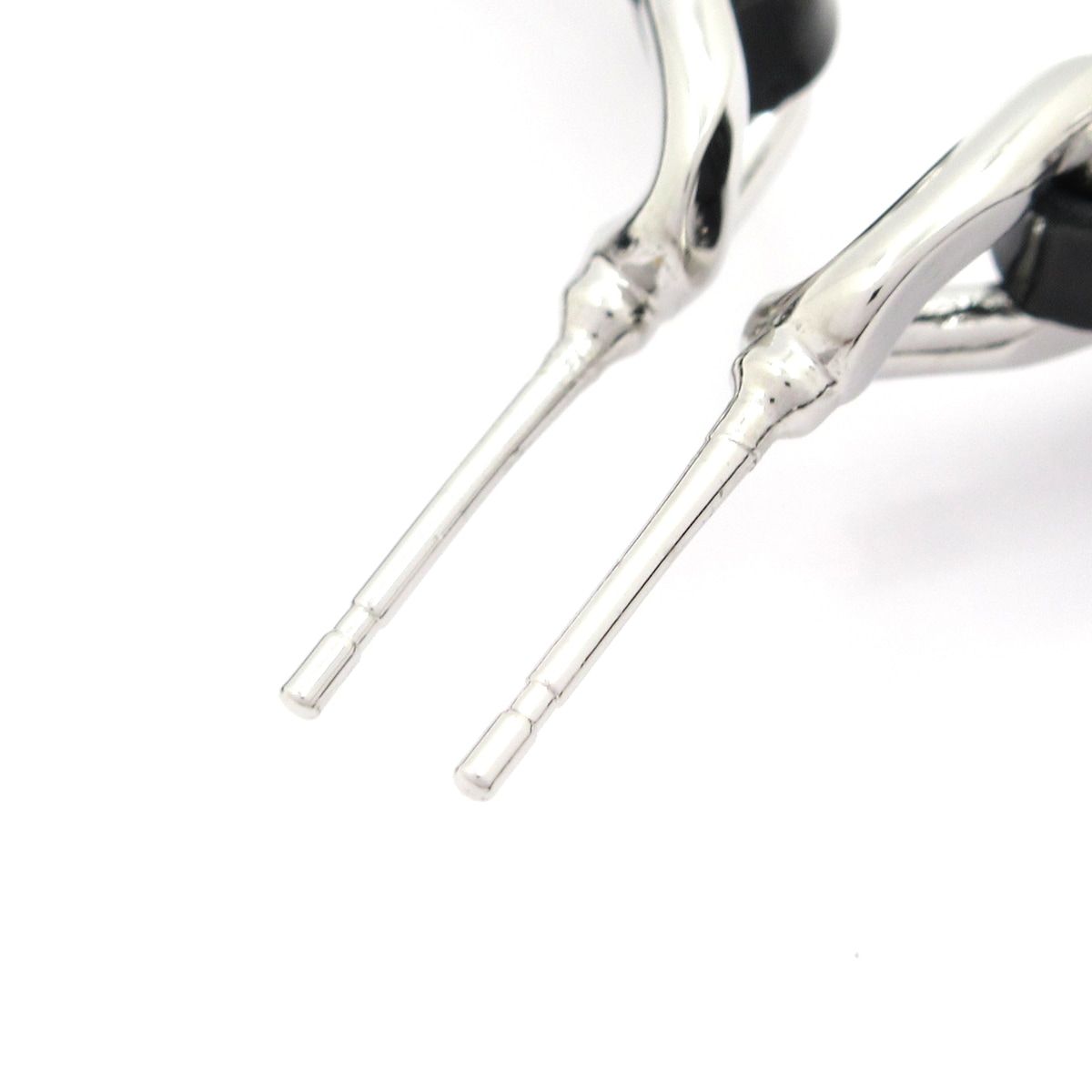 Chanel Earrings CC Logo Leather Silver Black Hoop — view 4