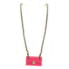 Chanel Necklace Leather Pink Gold Black Quilted Bag Motif — view 2