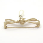 Chanel Brooch Gold White CC Logo Ribbon — view 4