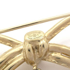 Chanel Brooch Gold White CC Logo Ribbon — view 3