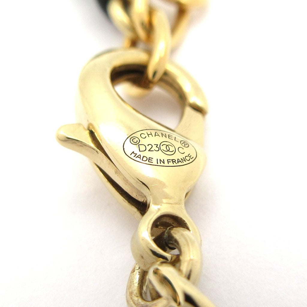 Chanel Choker CC Logo Leather Gold Black Clear Necklace — view 5