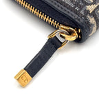 Dior 30 Montaigne Voyageur Wallet Leather Canvas Dark Navy Beige Gold — view 6