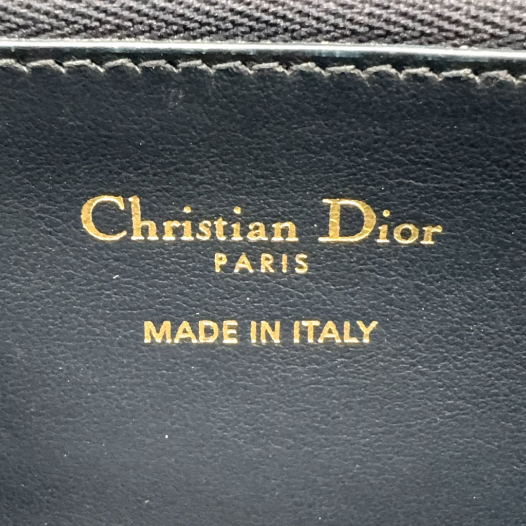 Dior 30 Montaigne Voyageur Wallet Leather Canvas Dark Navy Beige Gold — view 4