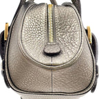Loewe Senda Metallic Leather Brown Handbag Gold — view 6