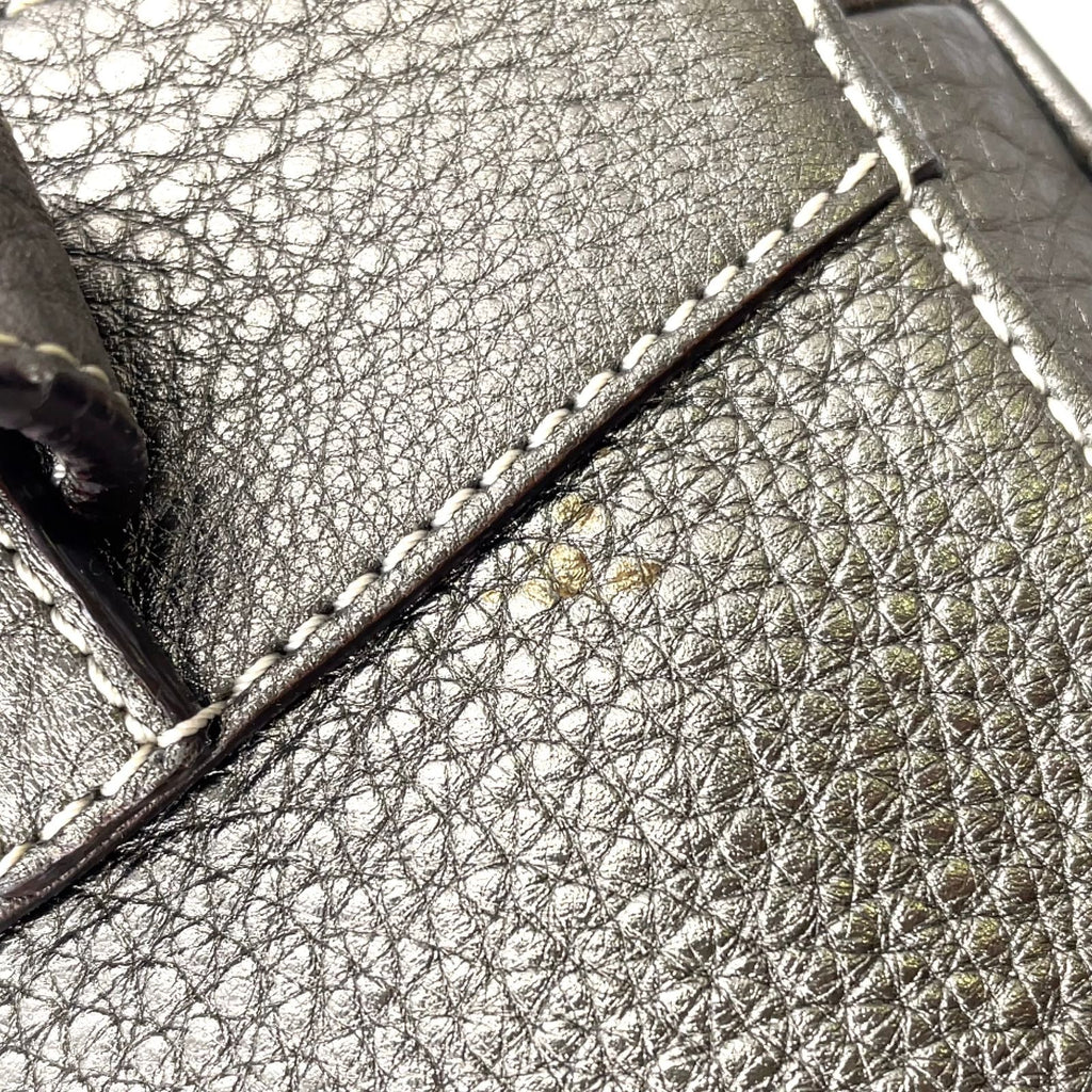 Loewe Senda Metallic Leather Brown Handbag Gold — view 7