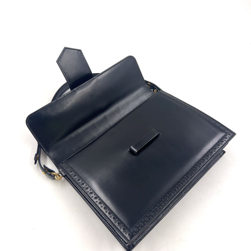 Saint Laurent Vintage Leather Black Shoulder Bag Gold — view 8