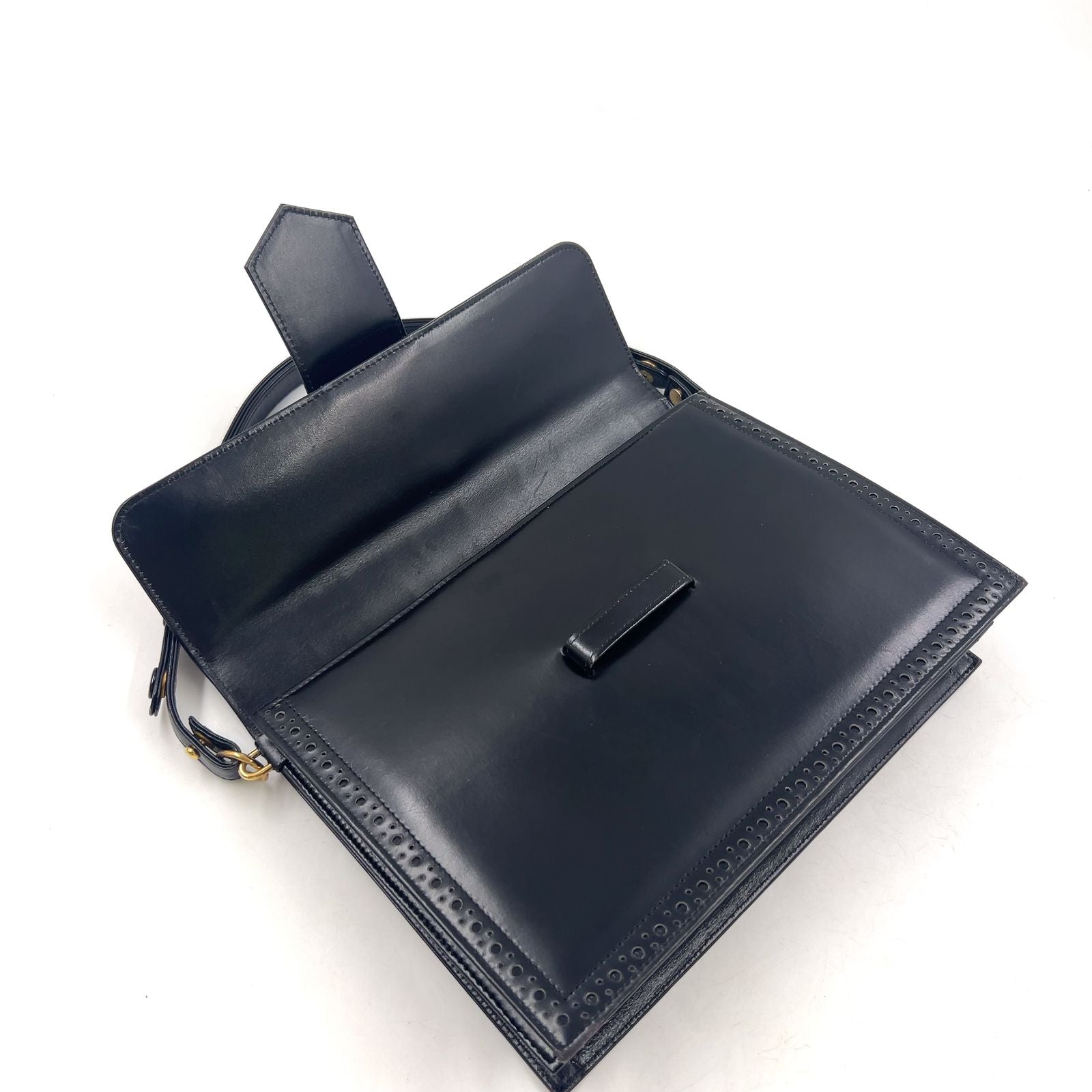 Saint Laurent Vintage Leather Black Shoulder Bag Gold — view 8
