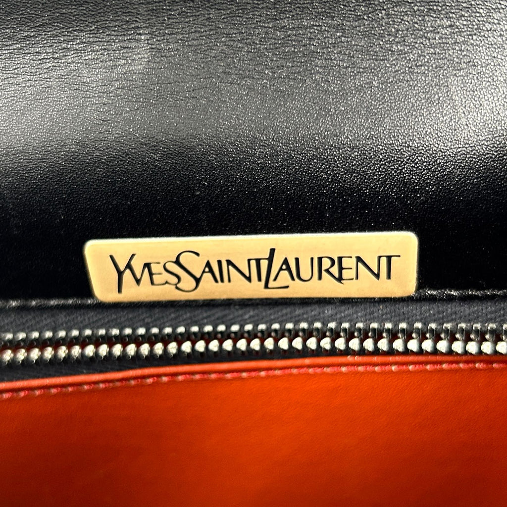 Saint Laurent Vintage Leather Black Shoulder Bag Gold — view 4