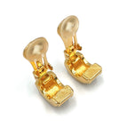 Dior Pave Rhinestone Half Hoop Color Stone Clear Gold Earrings — view 4
