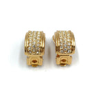 Dior Pave Rhinestone Half Hoop Color Stone Clear Gold Earrings — view 6