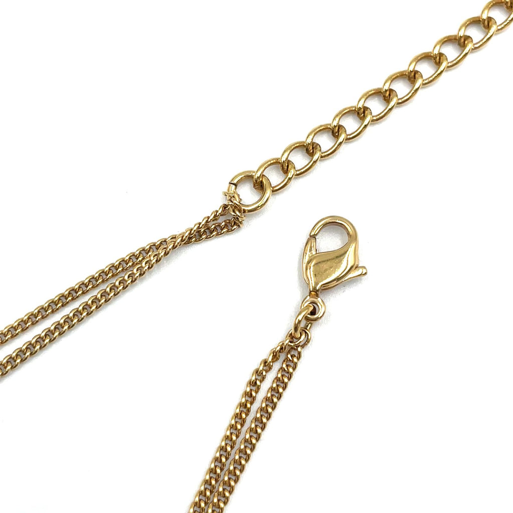 Dior Logo Plate Double Chain Gold Plated Necklace — view 8