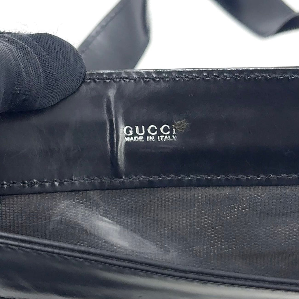 Gucci Mesh Leather Nylon Black Tote Silver — view 4