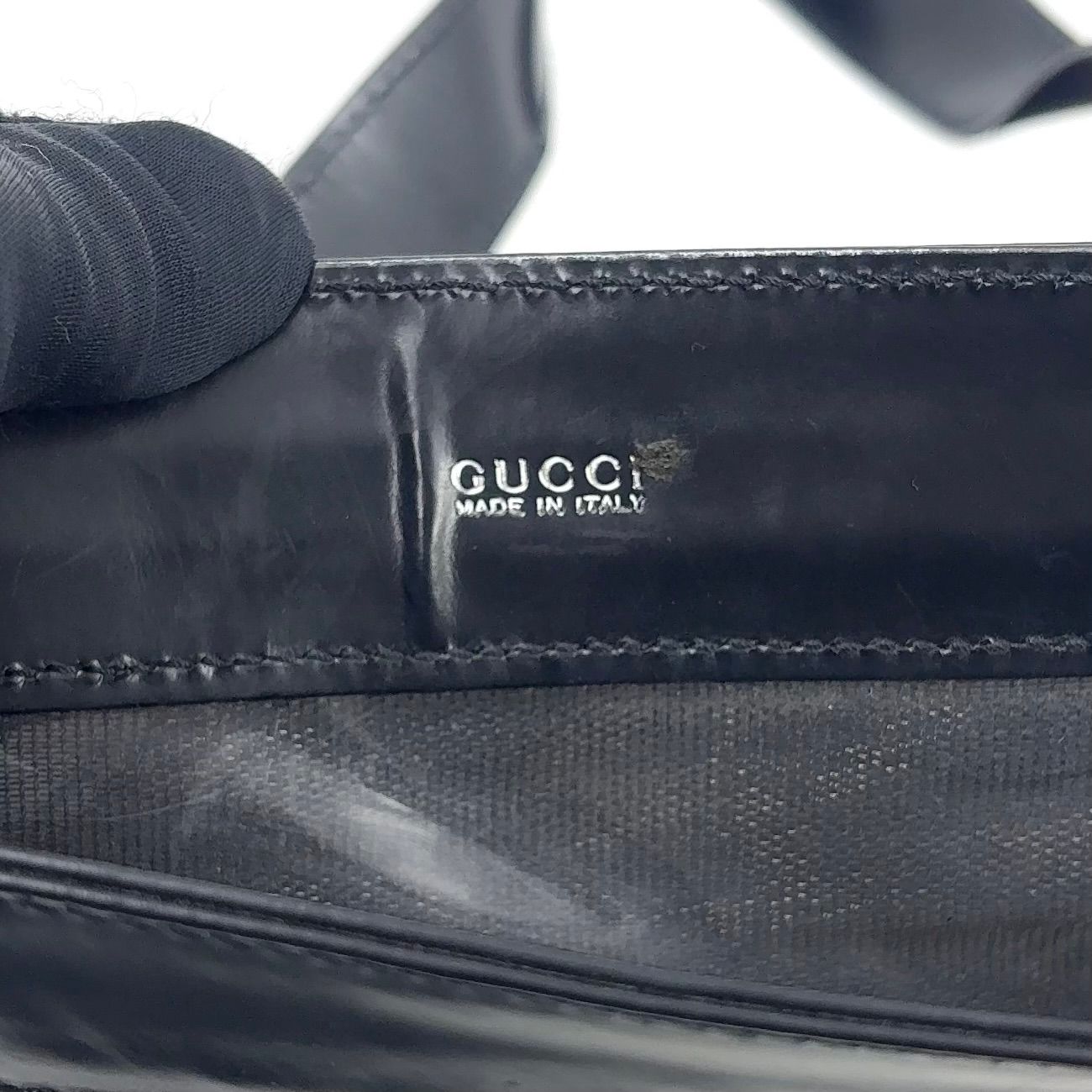 Gucci Mesh Leather Nylon Black Tote Silver — view 4