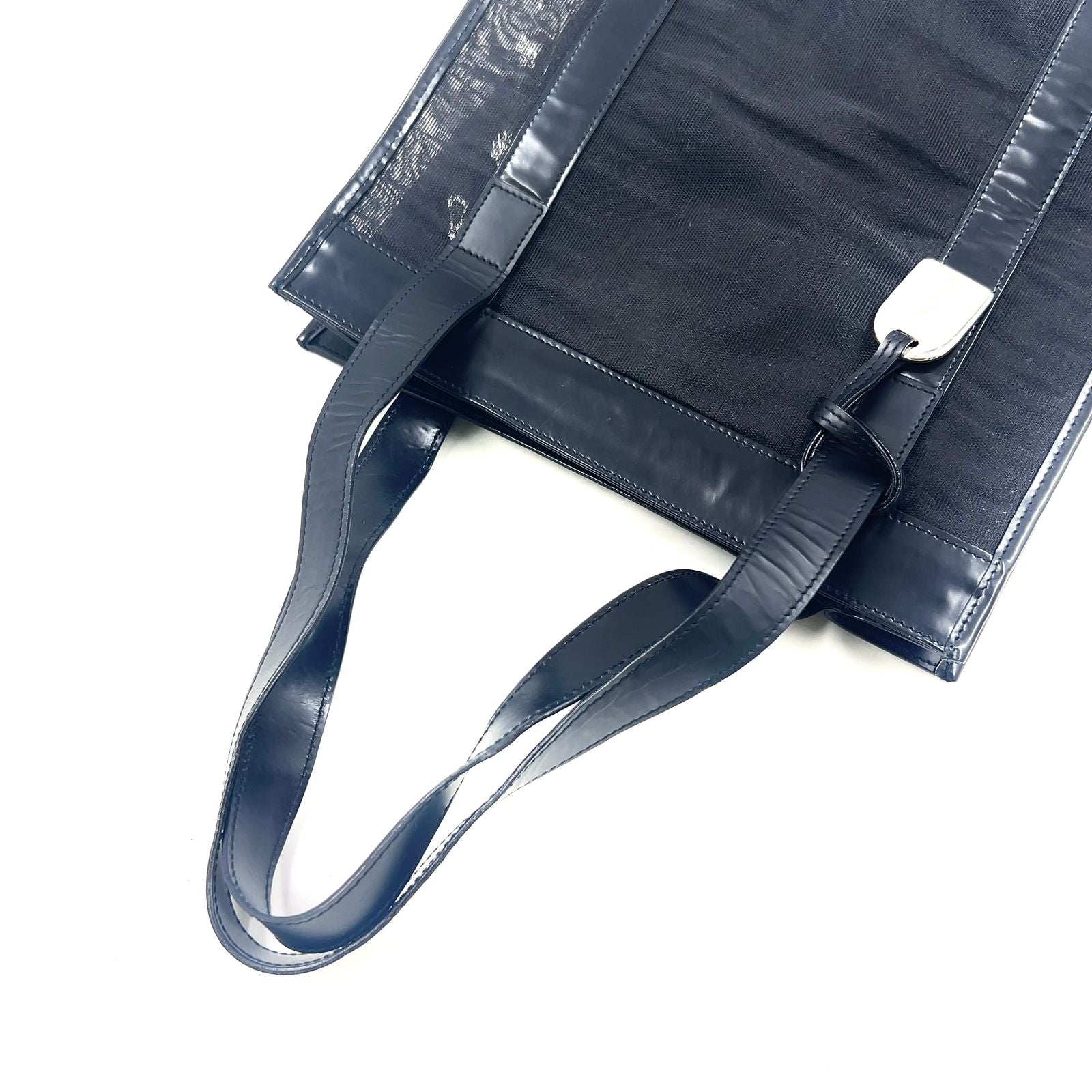 Gucci Mesh Leather Nylon Black Tote Silver — view 9