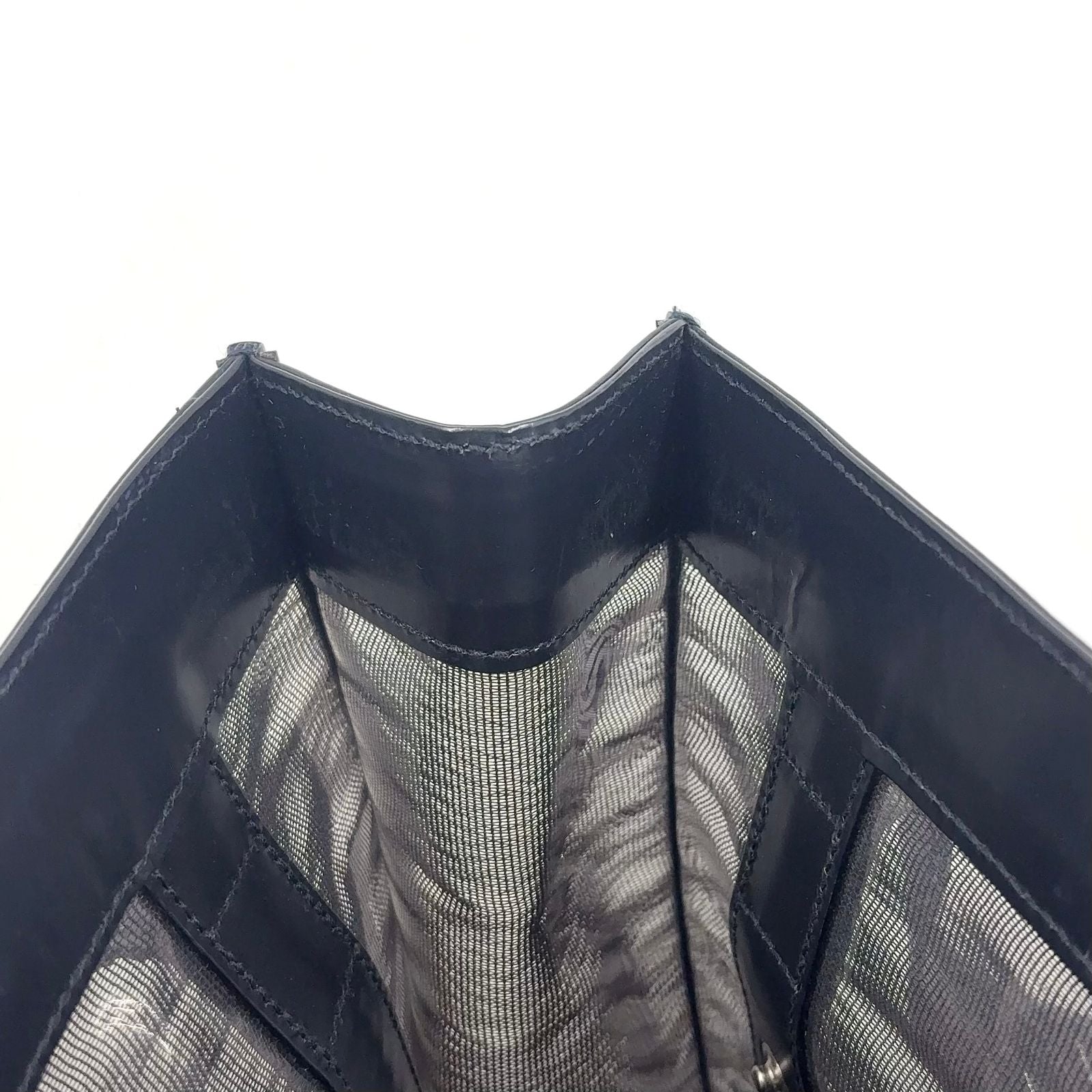 Gucci Mesh Leather Nylon Black Tote Silver — view 7