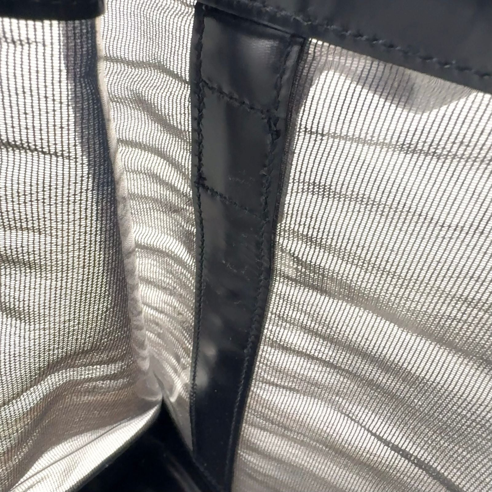 Gucci Mesh Leather Nylon Black Tote Silver — view 5