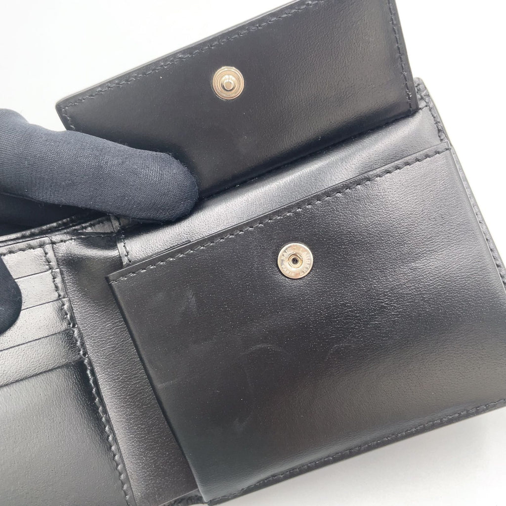 Saint Laurent Paris Tiny Cassandra Leather Black Bifold Wallet Silver — view 8