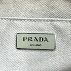 Prada Canapa Denim Canvas Light Gray Tote Silver — view 4
