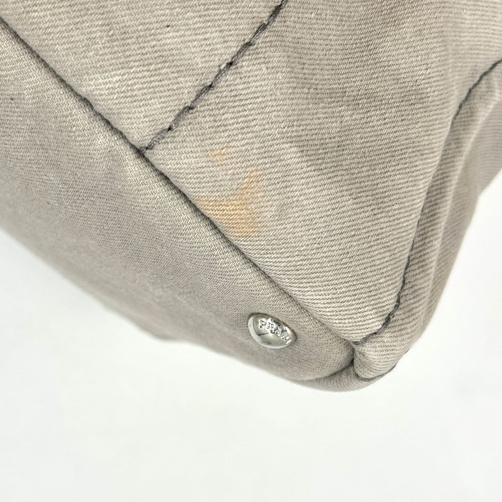 Prada Canapa Denim Canvas Light Gray Tote Silver — view 6
