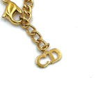 Dior Logo Rhinestone Color Stone Clear Gold Necklace — view 4