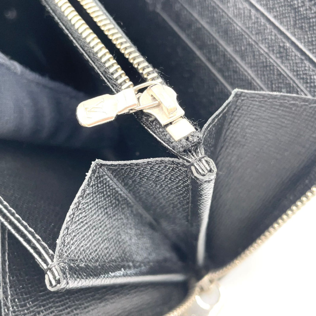 Louis Vuitton Zippy Wallet Epi Noir Leather Black Zip Around Silver — view 9