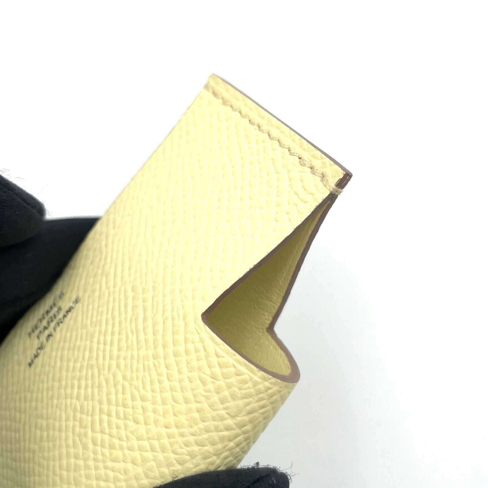 Hermes Pocket Leather Light Yellow Card Case — view 6