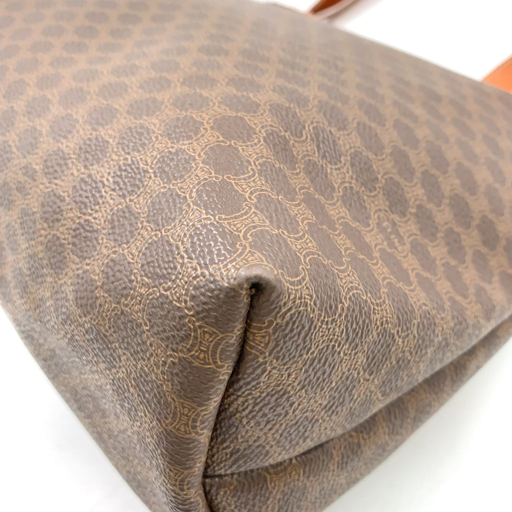 Celine Macadam Pattern Leather Brown Light Tote Gold — view 6