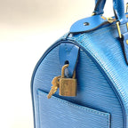 Louis Vuitton Speedy 25 Epi Toledo Blue Leather Handbag Gold — view 5