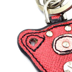 Prada Saffiano Leather Bear Bag Charm Metal Pink Red Key Holder Silver — view 6