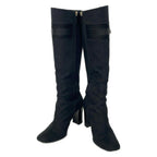Gucci Long Boots 36.5 C Black Dark Green GG Pattern Horsebit Leather — view 2