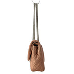 Chanel Shoulder Bag Double Flap Quilted Pink Beige Chain Silver Lambskin — view 4