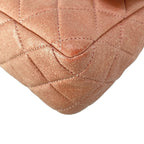 Chanel Shoulder Bag Double Flap Quilted Pink Beige Chain Silver Lambskin — view 6