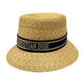 Dior Hat 58 Beige Blue Gray Straw Hat Cotton