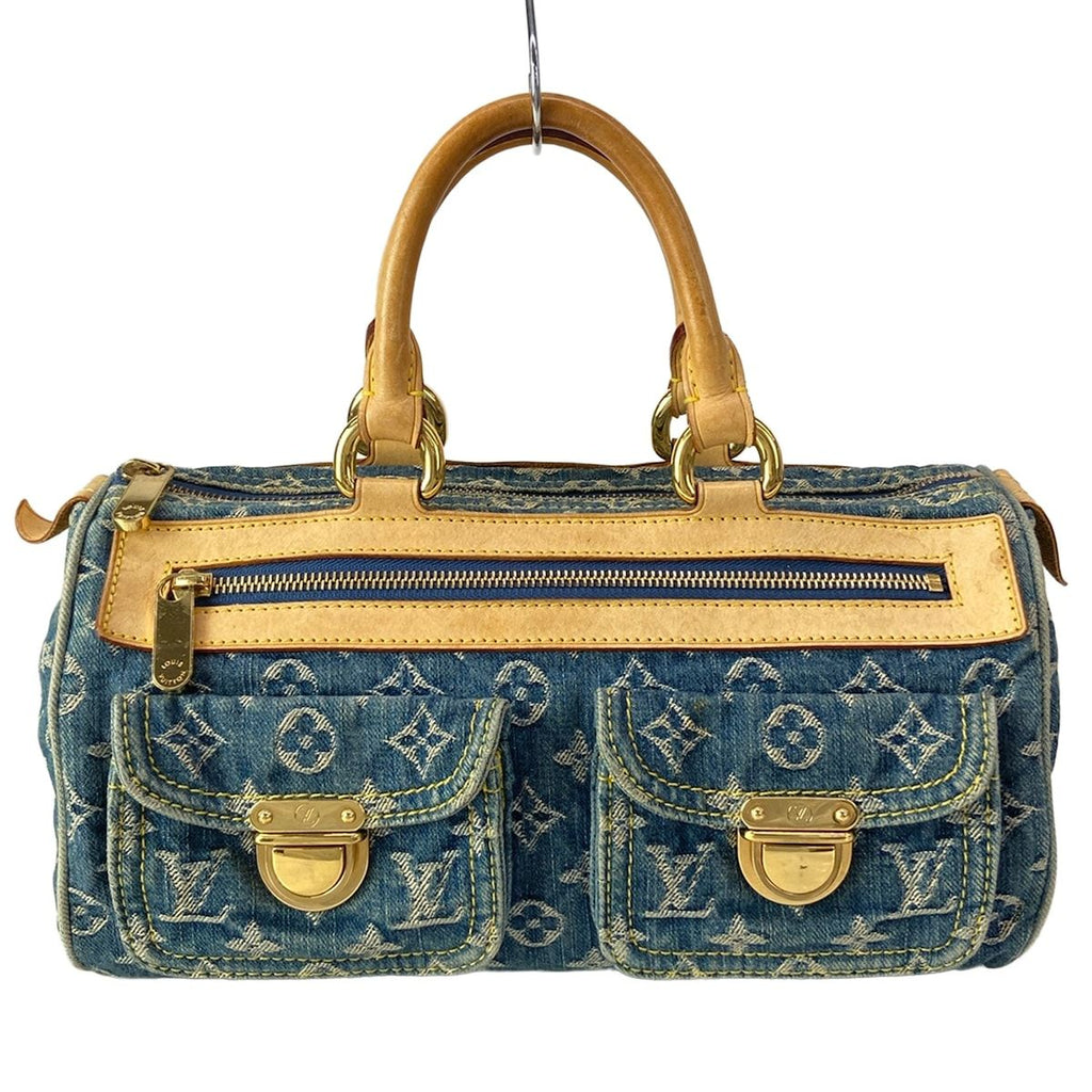 Louis Vuitton Handbag Monogram Denim Neo Speedy Blue Cotton