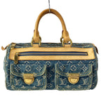 Louis Vuitton Handbag Monogram Denim Neo Speedy Blue Cotton