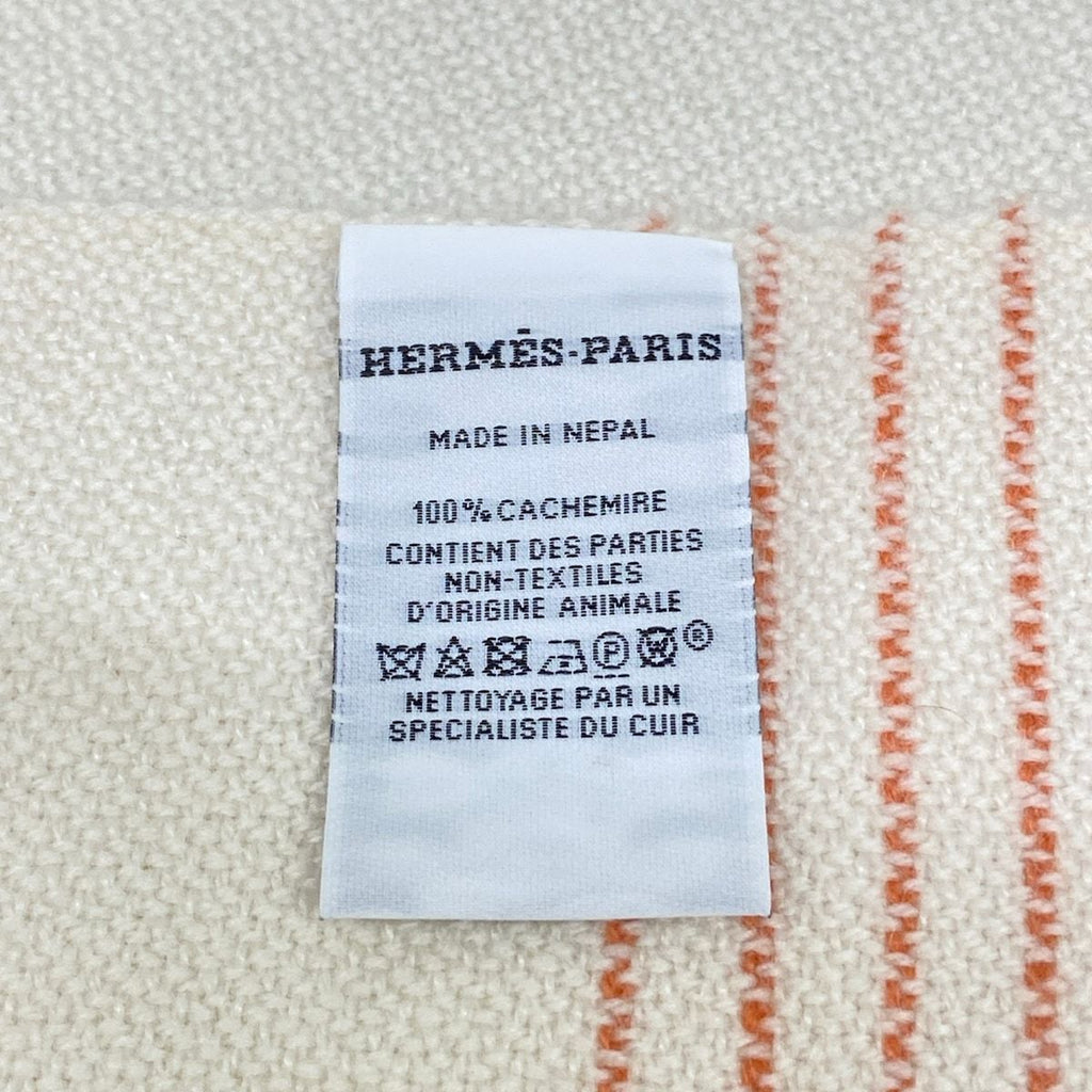 Hermes Shawl 01 White Cui Vre Cashmere Scarf — view 2