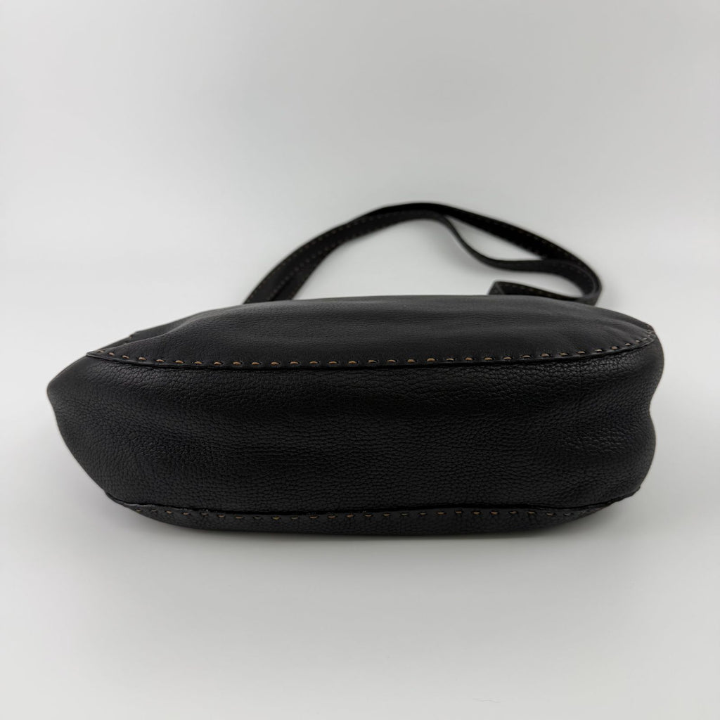 Fendi Shoulder Bag Tote Leather Black Silver Gold Vintage — view 7